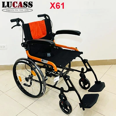 Xe lăn Lucass X61 bánh lăn tay, gấp gọn và có phanh
